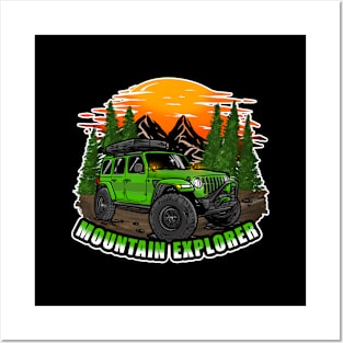 Mountain Explorer Yellow Jeep Wrangler Rubicon Posters and Art